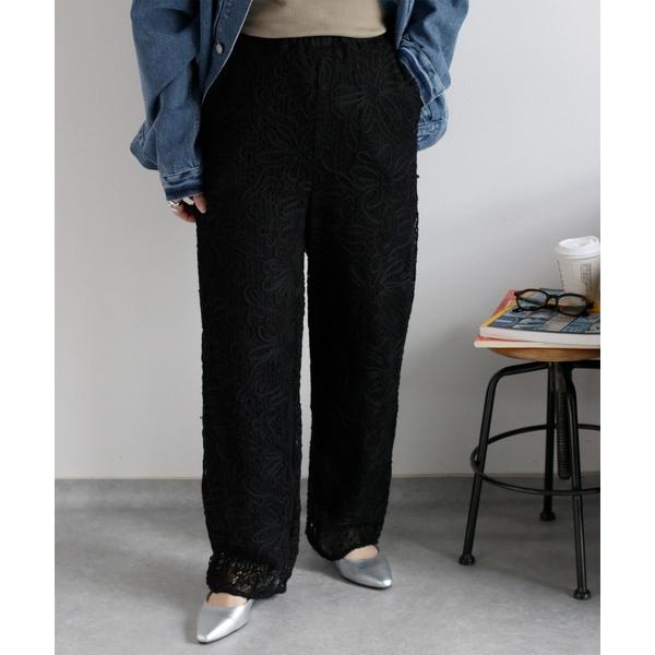 パンツ 「セットアップ対応」ニットコード刺繍イージーパンツ レディース