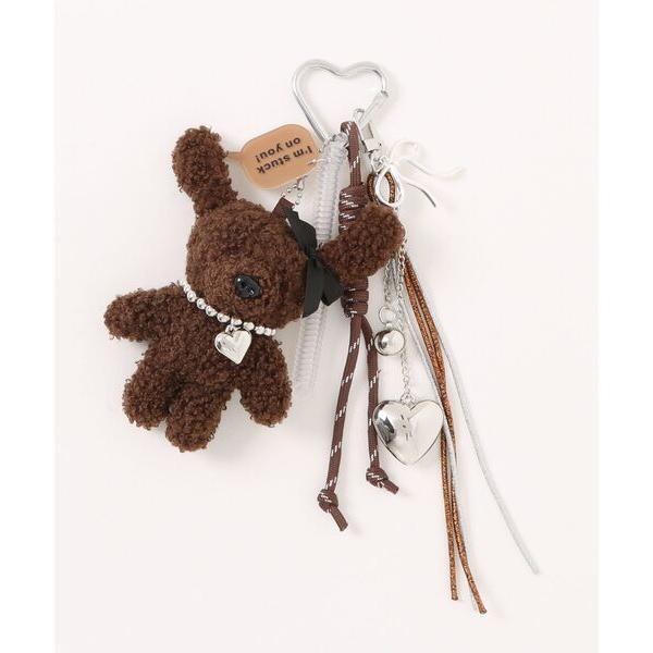 チャーム ハート カラビナ付き ボア ドッグ マルチチャーム 犬 ぬいキーホルダー ぬいぐるみチャー...