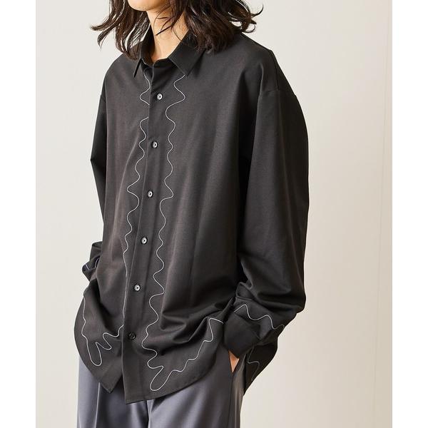 シャツ ウェーブ刺繍レギュラーカラーシャツ メンズ