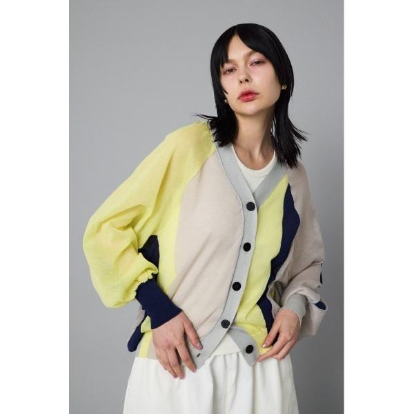 カーディガン Color block sheer cardigan　　カラーブロックシアーカーディガ...