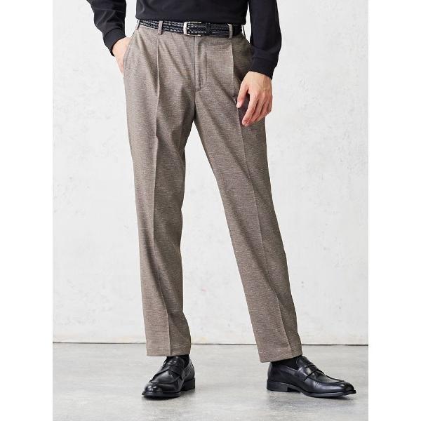 スラックス デレガント　ポンチプリント　セットアップパンツ　ベージュ メンズ