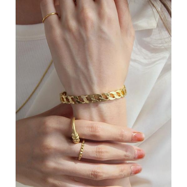 バングル 金属アレルギー対応 シンプル喜平チェーンメタルバングル レディース