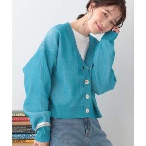 カーディガン 「着丈が選べる」スポンディッシュ配色畦カーディガン レディース