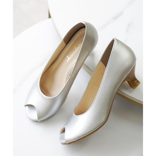 パンプス オープントゥ ピープトゥ パンプス「日本製」