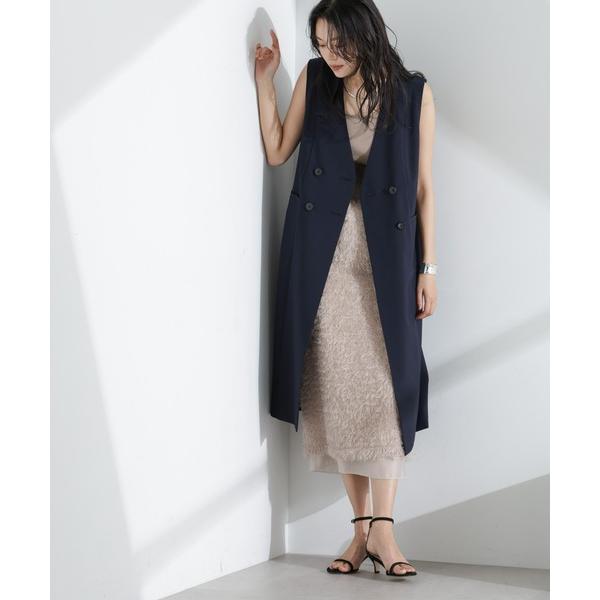 ジャケット ノーカラージャケット ライトファンクション ロングダブルジレ(セットアップ可) レディー...