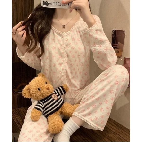 パジャマ ルームウェア 「セットアップ」パイピング柄ルームウェア レディース