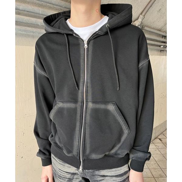 パーカー ブラシ加工ダブルZIPビッグパーカー レディース メンズ