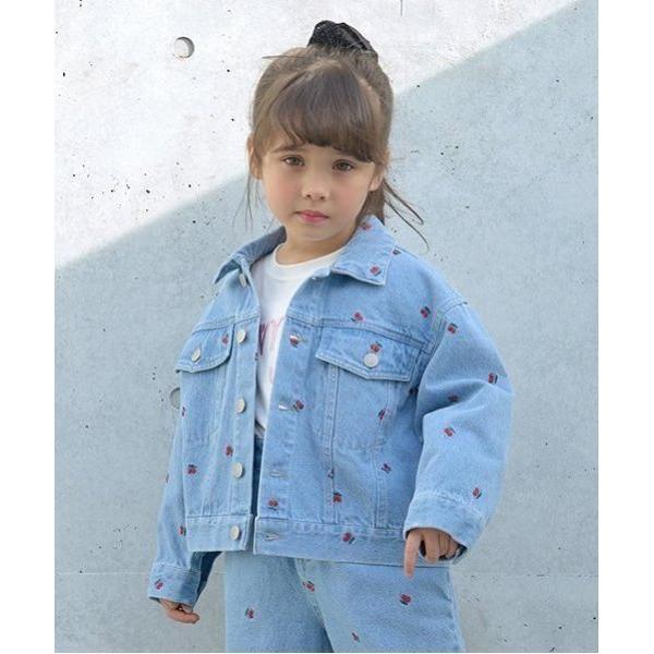 デニムジャケット アウター 「LOVE DENIM」アソート刺しゅう総柄Gジャン キッズ 子供服 女...