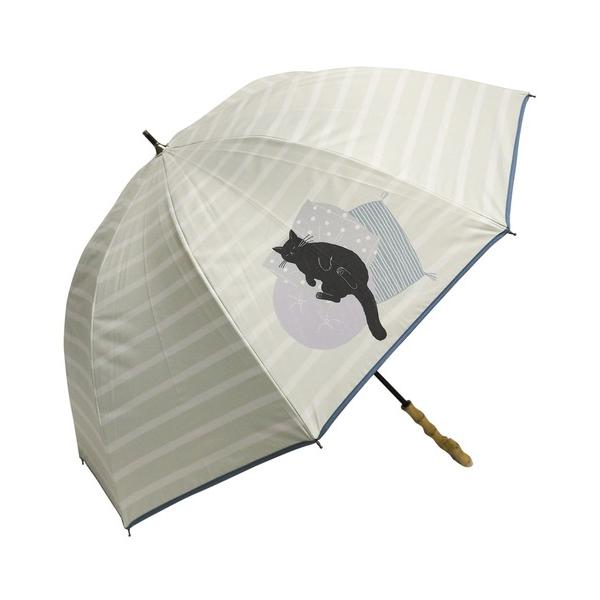 傘 完全遮光 UVカット100% 日傘 晴雨兼用 ショート傘 デザインシリーズ おやすみねこ柄 レデ...