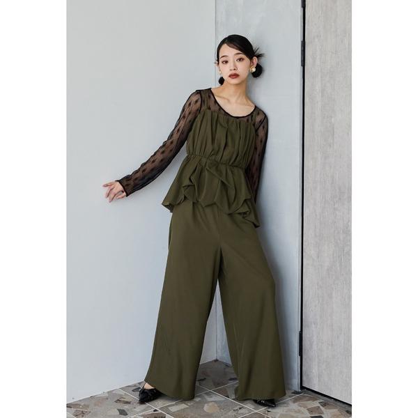 パンツドレス バルーンキャミセットアップ 3点セット ビスチェ レースブラウス パンツドレス オール...