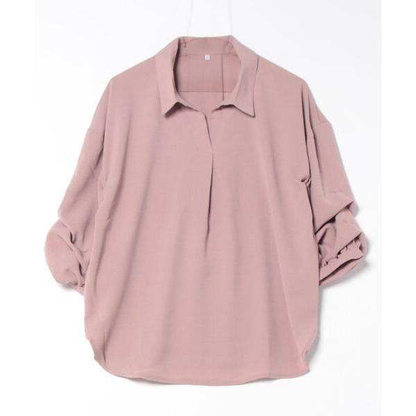 ブラウス シャツ 袖タックデザインスキッパーシャツ レディース