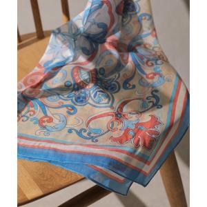 スカーフ バンダナ シルク混 インド パネル ボ...の商品画像