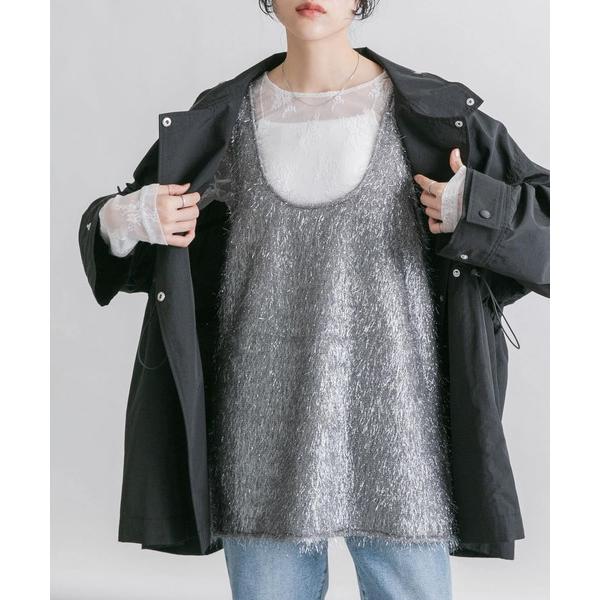 タンクトップ ノースリーブ グリッターフェザータンクトップ レディース