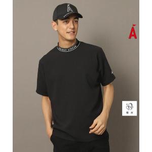 tシャツ 撥水加工 ロゴラインストレッチモックネックT メンズ