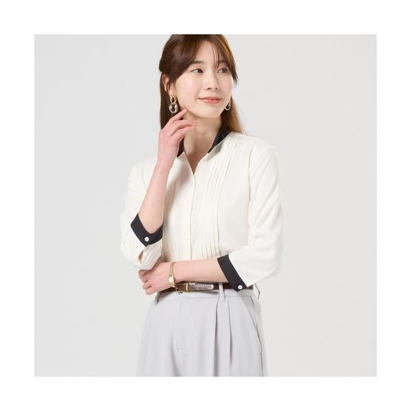 ブラウス シャツ 「COFREX」 スキッパー タックブラウス 七分袖 レディースデザインシャツ レ...