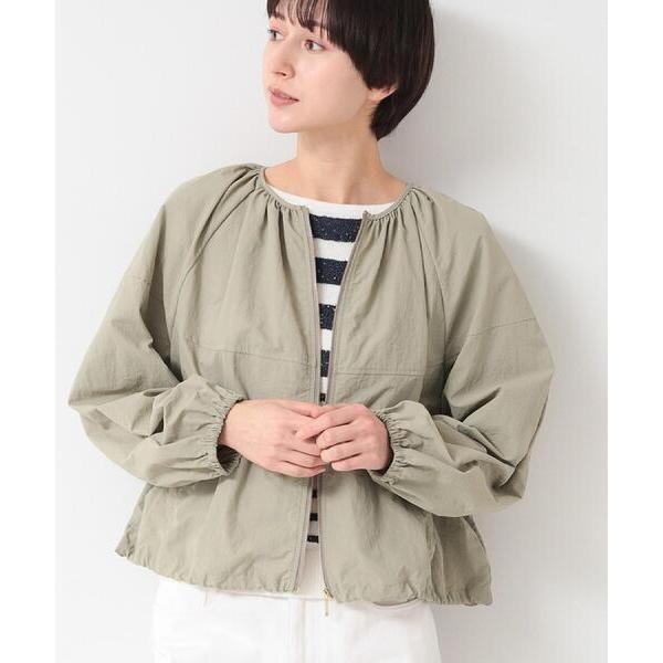 ブルゾン アウター 「洗える」ギャザークルーネックブルゾン（S〜L） レディース