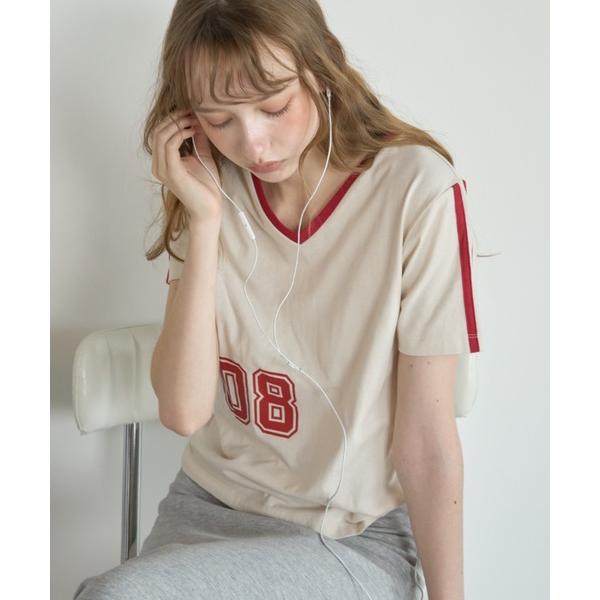 tシャツ ウエストナンバーPT VネックT/waist number print v neck T-...