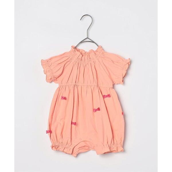ベビー服 ロンパース いっぱいリボンのシャーリングパンプキンロンパース