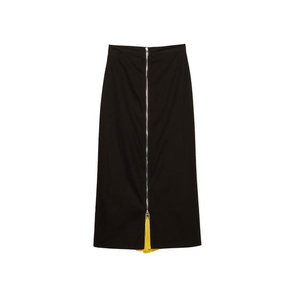 スカート ジップディテール コットンギャバジンロングスカート