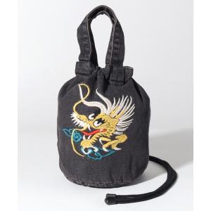 ショルダーバッグ 「HOUSTON/ヒューストン」EMB DENIM EFFECT BAG (DRAGON) (TIGER) /刺繍デニムエフェクトバッグ(龍) (虎) メンズ レディース