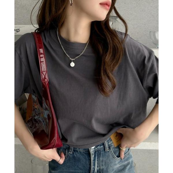tシャツ ヴィンテージ風 ピグメントショート丈Tシャツ レディース