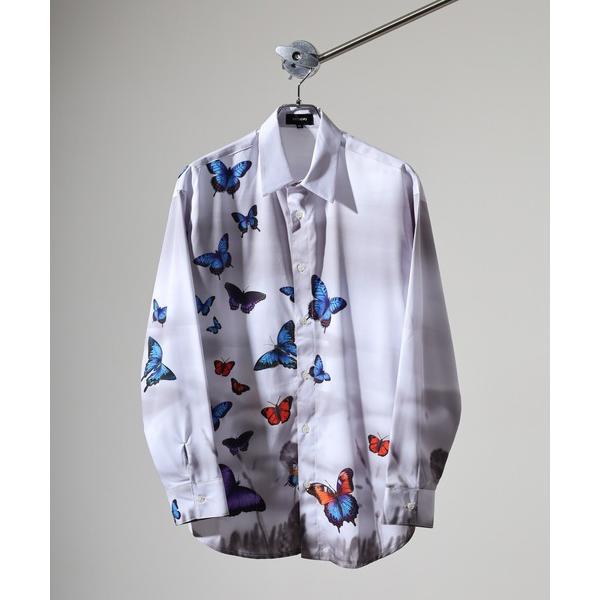 シャツ Butterfly print long sleeve shirt / バタフライプリント ...