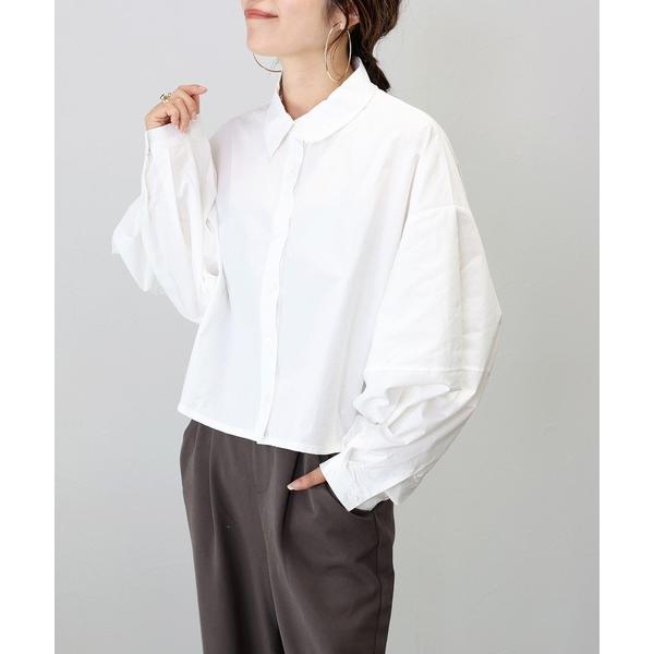 ブラウス シャツ ボリュームスリーブコットンシャツブラウス レディース