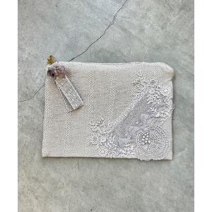 ポーチ オリジナルレースのフラットポーチ レディース