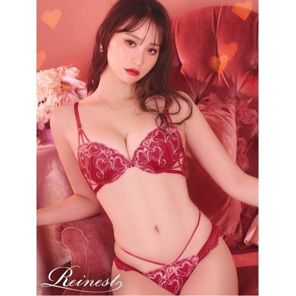 ブラジャー ショーツセット メルティーハートストリングブラジャー＆バック透けフルバックショーツ