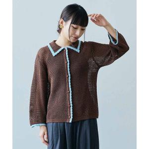 カーディガン ＭＥＤＥ１９Ｆ　配色遣いのニットシャツ レディース