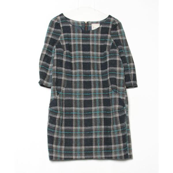 「TIARA」 7分袖ワンピース 2 ネイビー レディース