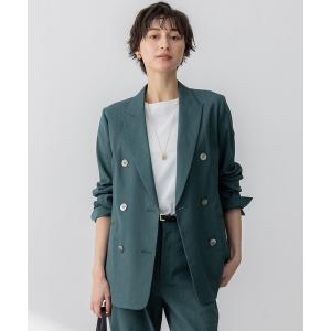 ジャケット テーラードジャケット 「洗える」リネンレーヨンストレッチ ダブル ジャケット レディース