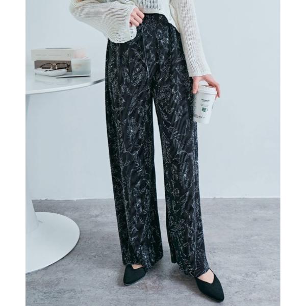 パンツ アコーディオン プリーツ ルーズ ワイド パンツ レディース