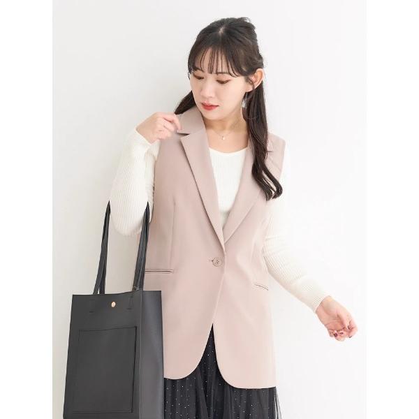 uvカット ベスト ジレ 「大きいサイズ」「Wクロス」テーラードベスト（セットアップ可） レディース