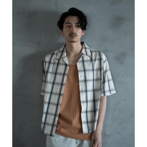 シャツ オープンカラーオンブレーチェックシャツ メンズ