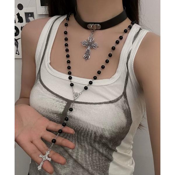 ネックレス ネックレス 2点セット 十字架 クロス チョーカー 韓国ファッション 韓国ストリート ス...