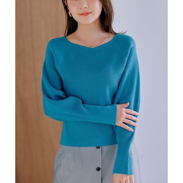 ニット セーター フォルムスリーブリブニット 「低身長・小柄女性」 レディース