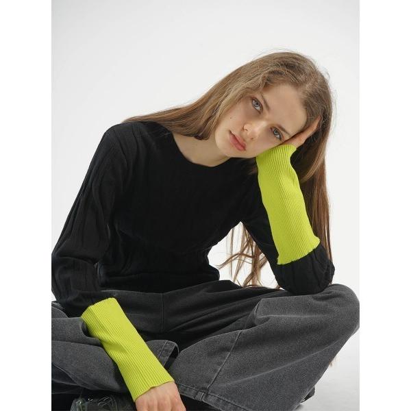 ニット セーター BI-COLOR JACQUARD KNIT (ROUND NECK) レディース