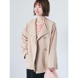 コート アウター 「撥水/防花粉」ノーカラーショートコート レディース