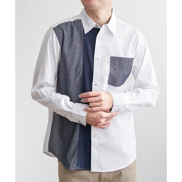 シャツ ブロックスパイピング切り替えシャツ メンズ