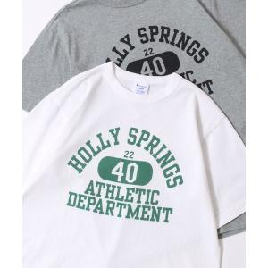 tシャツ Champion/チャンピオン コットンUSA カレッジロゴプリント ワンポイント刺繍 半袖Tシャツ/リンガーT/レディース メンズ
