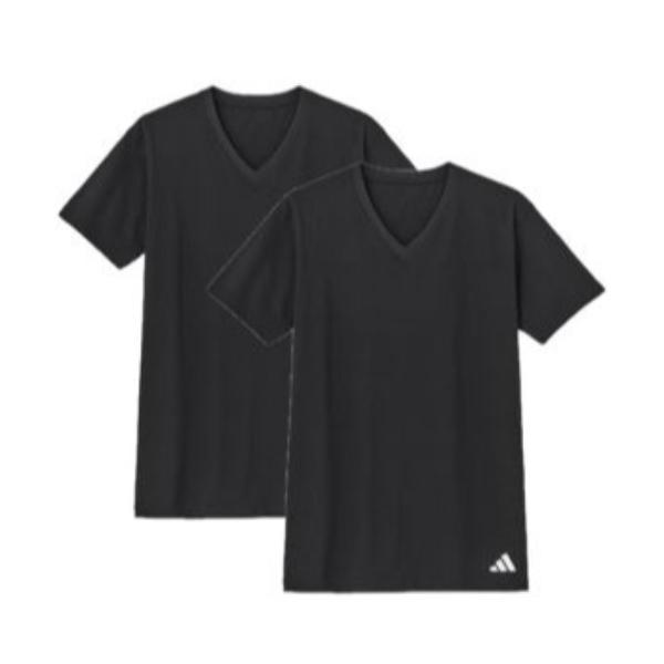 インナーシャツ 肌着 adidas/アディダス VネックTシャツ ワンポイントロゴ 2枚組 綿100...