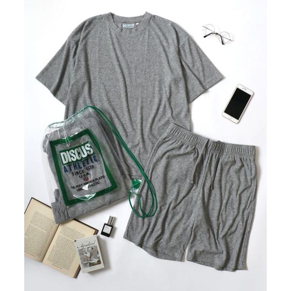パジャマ DISCUS/ディスカス セットアップ パイル 無地 半袖Tシャツ＆ショートパンツ＆収納バ...