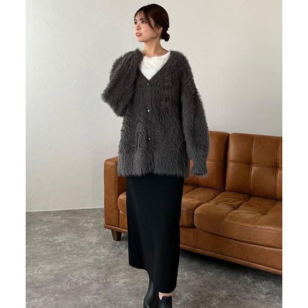 「Bonjour Sagan」 ニットカーディガン FREE チャコールグレー レディース