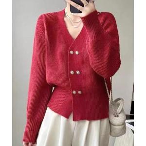 「Dewlily」 ニットカーディガン FREE レッド レディース