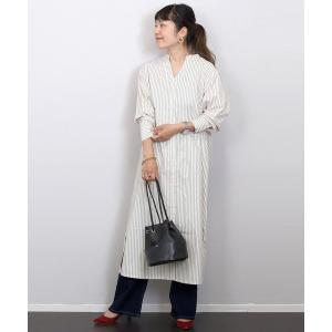 シャツワンピース ダブルストライプ前開きシャツワ...の商品画像