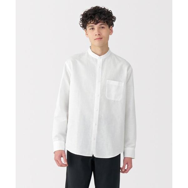 シャツ 紳士　ヘンプコットンスタンドカラー長袖シャツ メンズ レディース