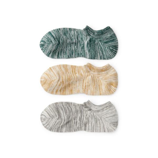 靴下 紳士　足なり直角　残糸で編んだ　スニーカーイン（３足組） メンズ