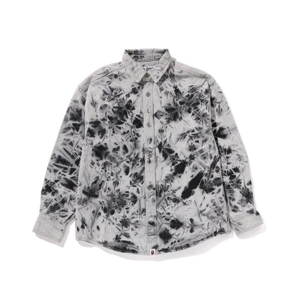 シャツ DESTORYED BLEACH BATHING APE LOGO LS SHIRT メンズ