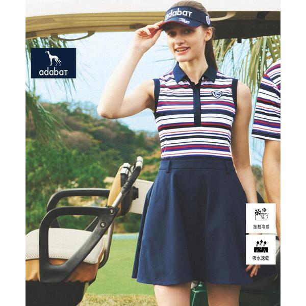 ワンピース 「新レーベル ADABAT NAVY」吸水速乾/接触冷感 ボーダーコンビワンピース